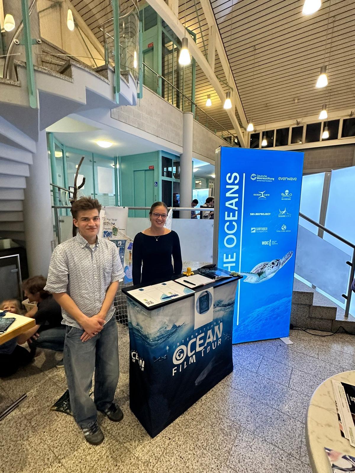 Blue Citizen representatives at an International Ocean Film Tour information stand